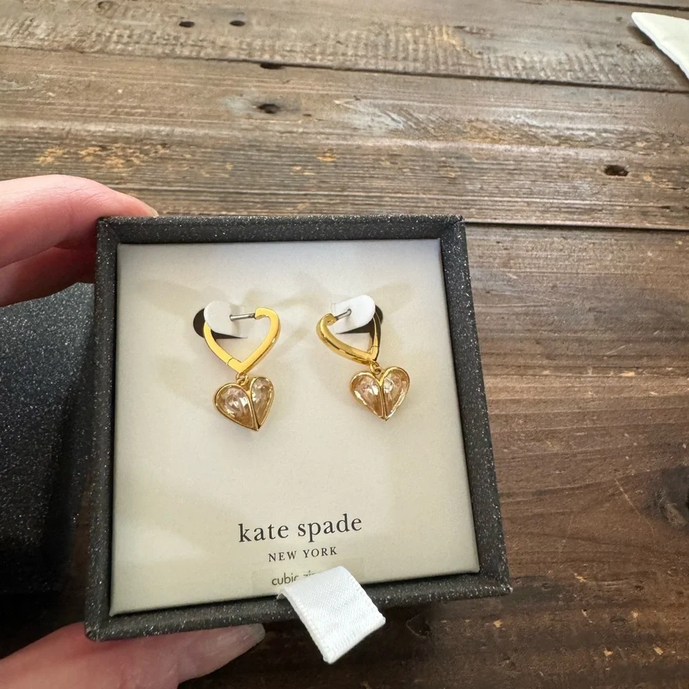 NWT Kate Spade “Rock Solid” heart drop earrings